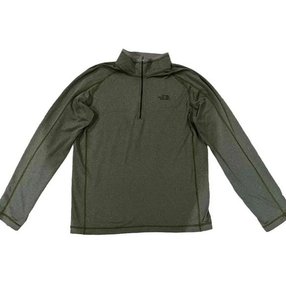 The North Face Men's‎ Long Sleeve Half-Zip Logo Olive Green Pullover Size Medium - Picture 1 of 4